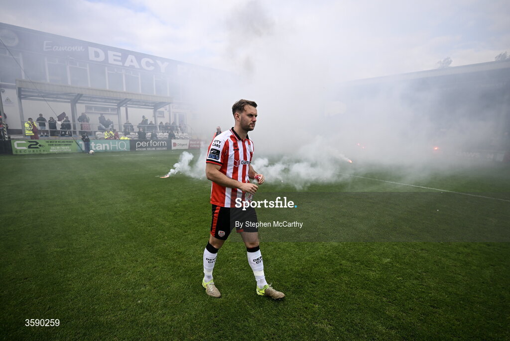 10 October 2026; Jamie Stott of Derry City before the Club Orange Men's FAI Cup semi-final match between Galway and Derry City at Eamonn Deacy Park in Galway. Photo by Stephen McCarthy/Sportsfile