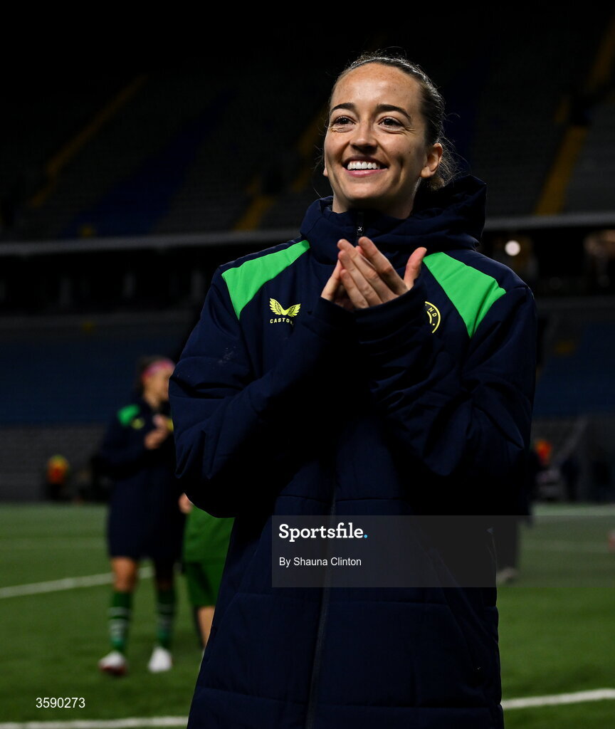 9 October 2026; Anna Patten of Republic of Ireland after the 2027 FIFA Women’s World Cup qualifying round 1 play-off first leg match between Kazakhstan and the Republic of Ireland at Astana Arena in Kazakhstan. Photo by Shauna Clinton/Sportsfile