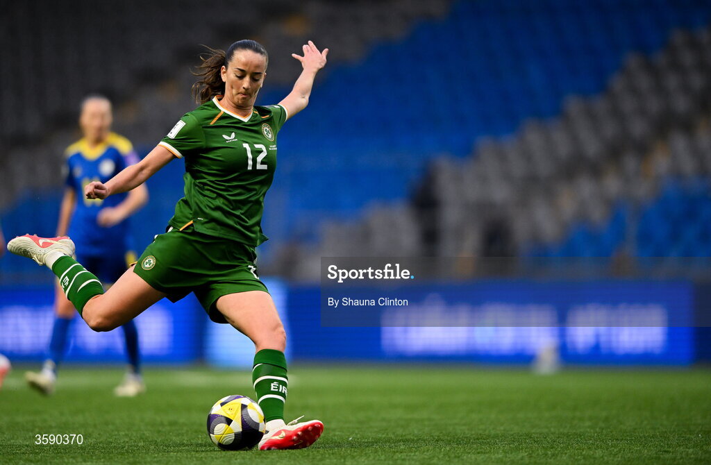 9 October 2026; Anna Patten of Republic of Ireland during the 2027 FIFA Women’s World Cup qualifying round 1 play-off first leg match between Kazakhstan and the Republic of Ireland at Astana Arena in Kazakhstan. Photo by Shauna Clinton/Sportsfile