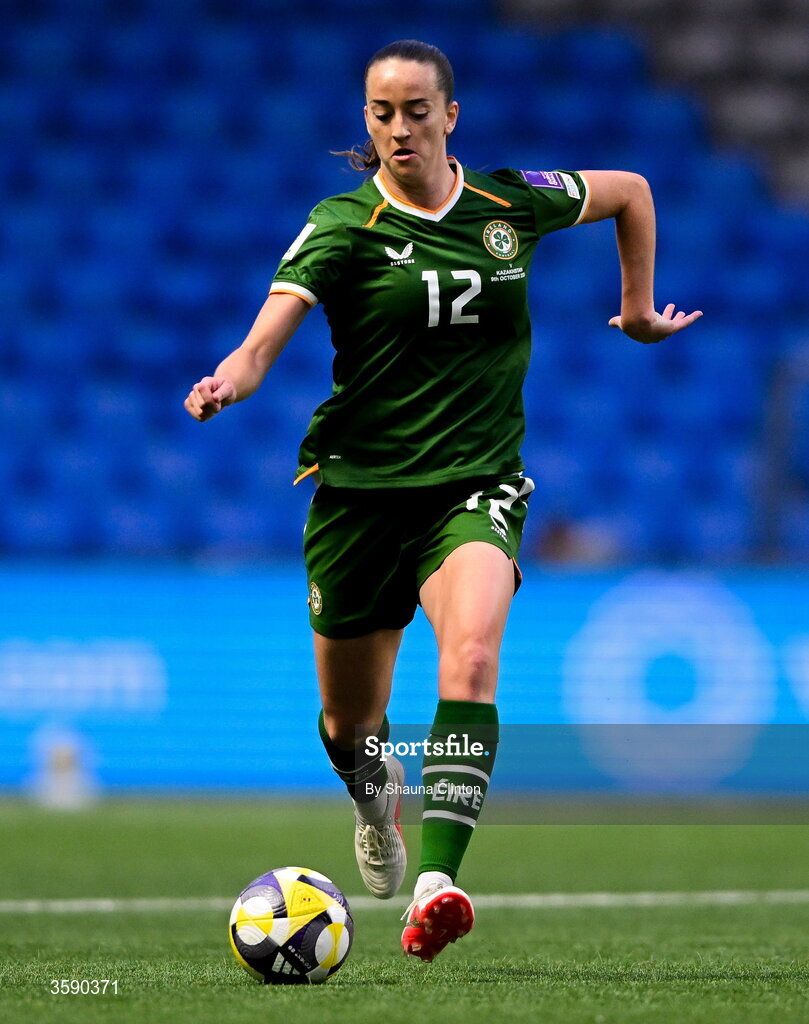 9 October 2026; Anna Patten of Republic of Ireland during the 2027 FIFA Women’s World Cup qualifying round 1 play-off first leg match between Kazakhstan and the Republic of Ireland at Astana Arena in Kazakhstan. Photo by Shauna Clinton/Sportsfile