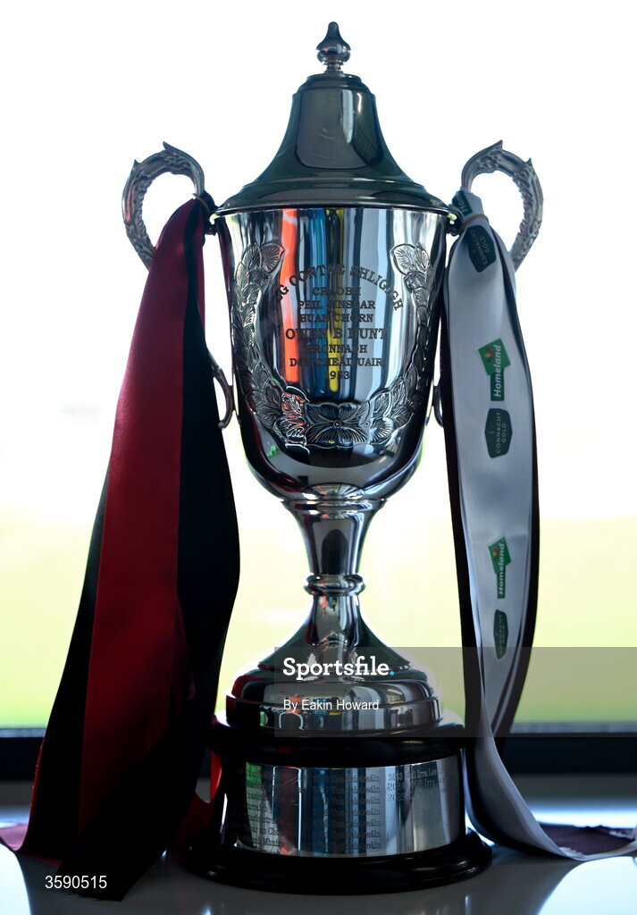 11 October 2026; The trophy is seen before the Sligo County Senior Club Football Championship final match between Shamrock Gaels and St Mary's at Markievicz Park in Sligo. Photo by Eakin Howard/Sportsfile