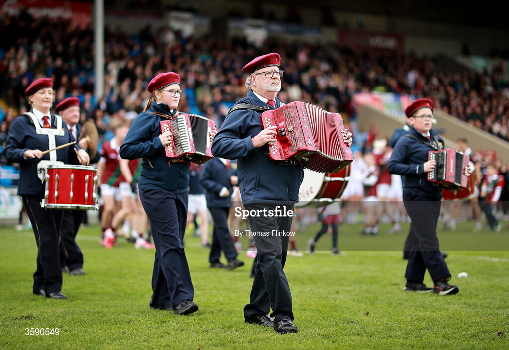 11 October 2026; The pre-match parade before the Laois County Senior Club Football Championship final match between Courtwood and Portarlington at Laois Hire O'Moore Park in Portlaoise, Laois. Photo by Thomas Flinkow/Sportsfile