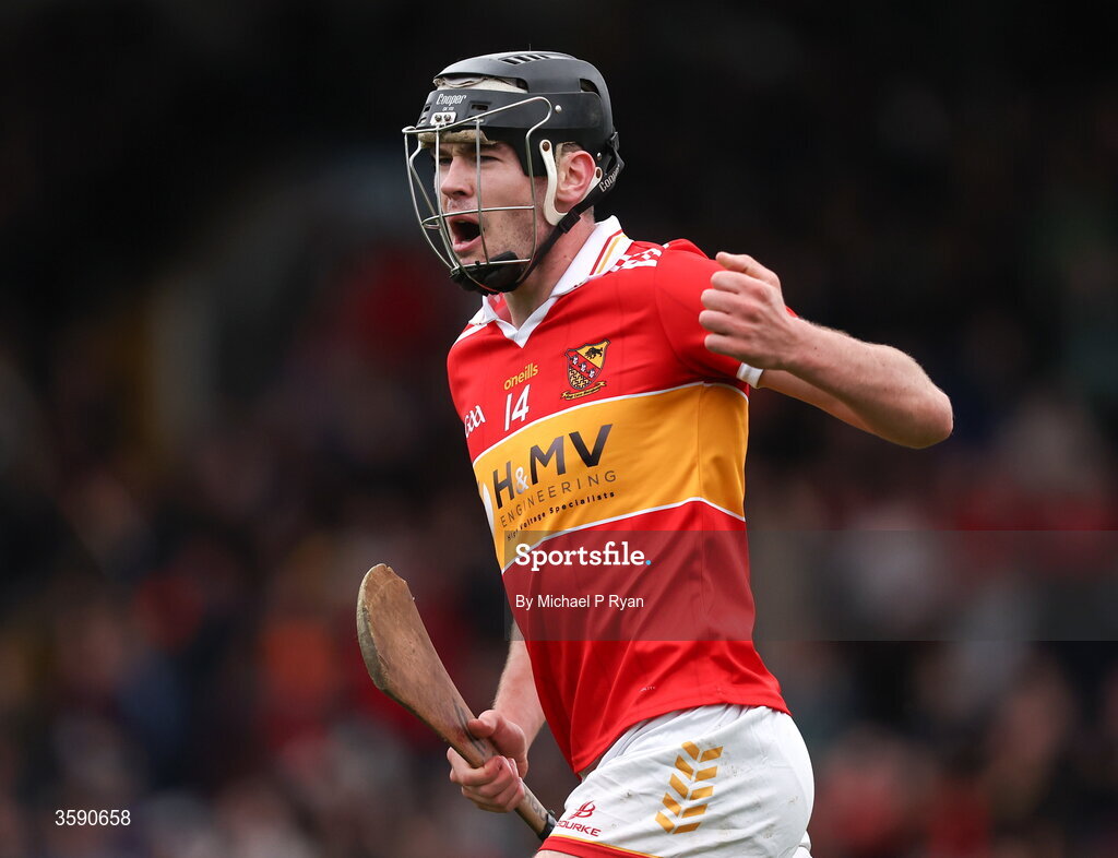 11 October 2026; Joe Maher of Moycarkey-Borris celebrates after scoring his side's first goal during the Tipperary County Senior Club Hurling Championship final match between Moycarkey-Borris and Thurles Sarsfields at FBD Semple Stadium in Thurles, Tipperary. Photo by Michael P Ryan/Sportsfile