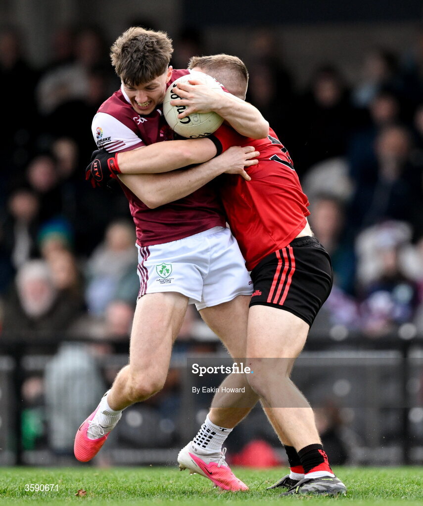 11 October 2026; Shane Deignan of Shamrock Gaels in action against Ryan Feehily of St Mary's during the Sligo County Senior Club Football Championship final match between Shamrock Gaels and St Mary's at Markievicz Park in Sligo. Photo by Eakin Howard/Sportsfile