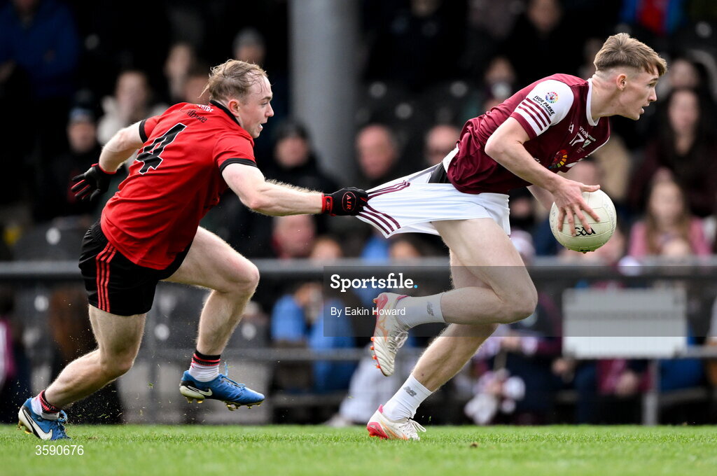 11 October 2026; Niall Kenny of Shamrock Gaels in action against Fionn O'Hehir of St Mary's during the Sligo County Senior Club Football Championship final match between Shamrock Gaels and St Mary's at Markievicz Park in Sligo. Photo by Eakin Howard/Sportsfile