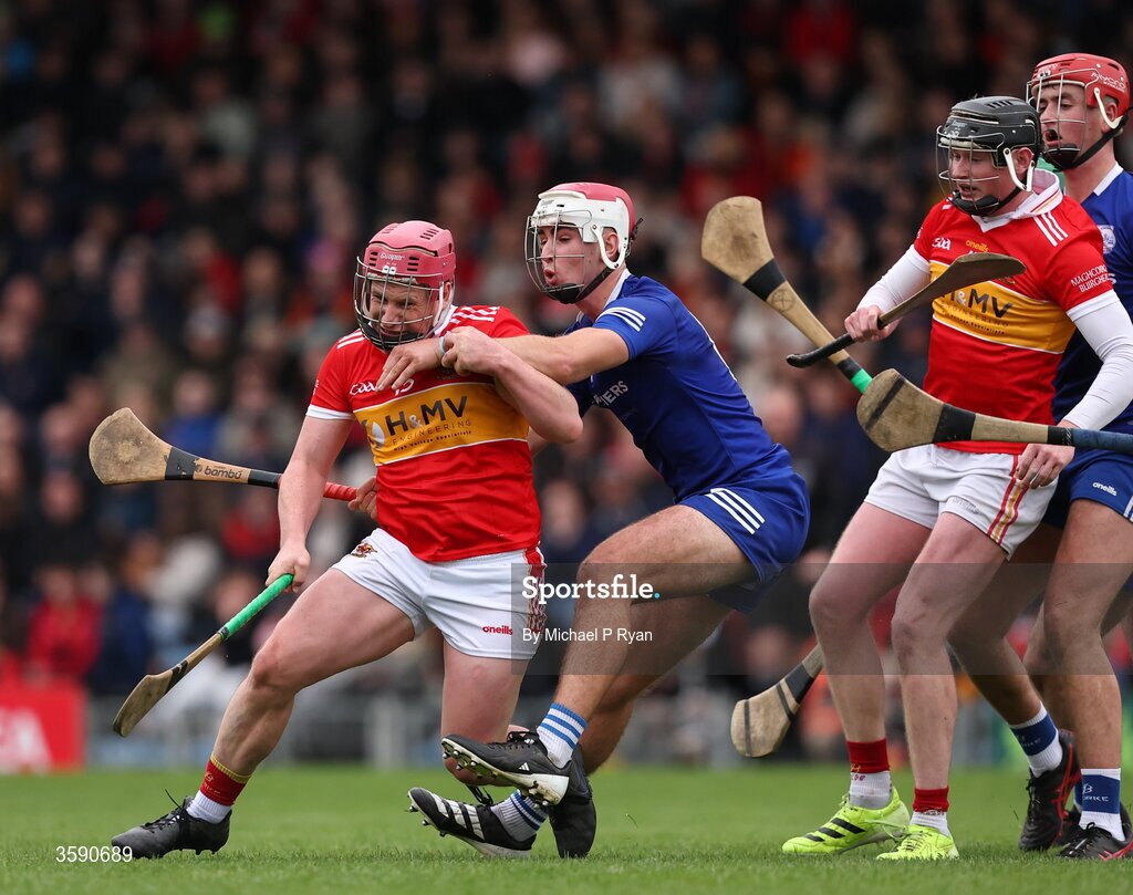 11 October 2026; Kieran Morris of Moycarkey-Borris in action against Euan Murray of Thurles Sarsfields during the Tipperary County Senior Club Hurling Championship final match between Moycarkey-Borris and Thurles Sarsfields at FBD Semple Stadium in Thurles, Tipperary. Photo by Michael P Ryan/Sportsfile