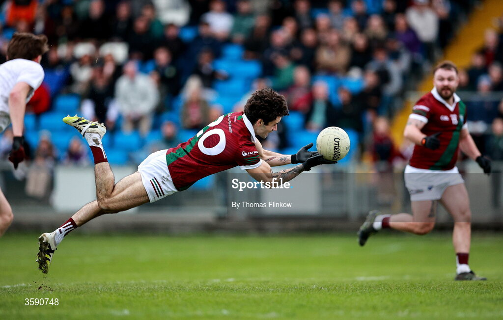 11 October 2026; Darragh Galvin of Portarlington scores a point during the Laois County Senior Club Football Championship final match between Courtwood and Portarlington at Laois Hire O'Moore Park in Portlaoise, Laois. Photo by Thomas Flinkow/Sportsfile