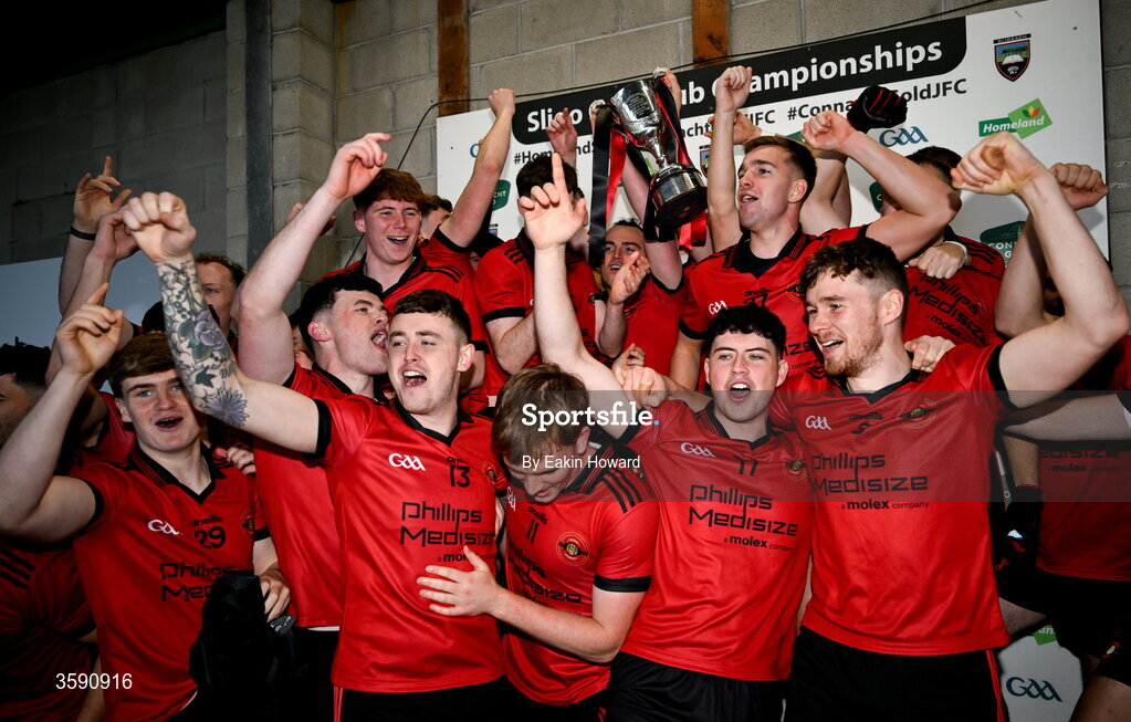 11 October 2026; St Mary's celebrate with the trophy after winning the Sligo County Senior Club Football Championship final match between Shamrock Gaels and St Mary's at Markievicz Park in Sligo. Photo by Eakin Howard/Sportsfile