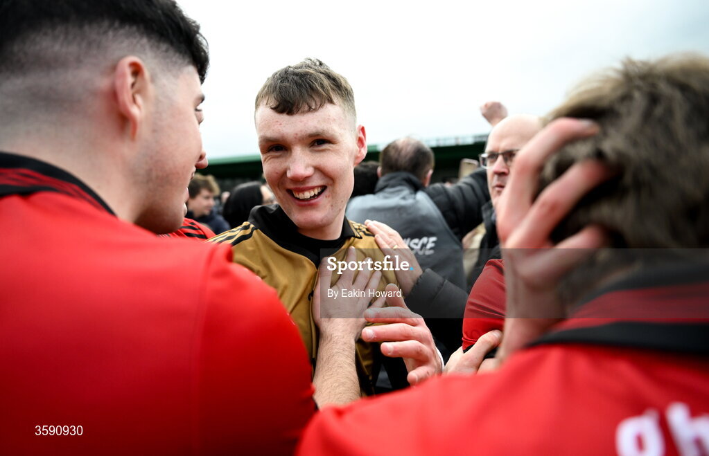 11 October 2026; St Mary's goalkeeper James Cronin celebrates with team-mates after the Sligo County Senior Club Football Championship final match between Shamrock Gaels and St Mary's at Markievicz Park in Sligo. Photo by Eakin Howard/Sportsfile