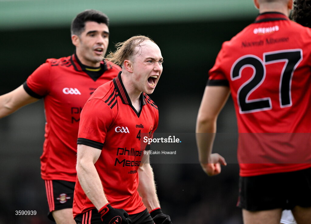 11 October 2026; Fionn O'Hehir of St Mary's celebrates during the Sligo County Senior Club Football Championship final match between Shamrock Gaels and St Mary's at Markievicz Park in Sligo. Photo by Eakin Howard/Sportsfile