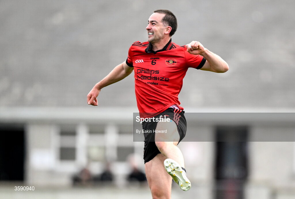 11 October 2026; Paul Kilcoyne of St Mary's celebrates after winning the Sligo County Senior Club Football Championship final match between Shamrock Gaels and St Mary's at Markievicz Park in Sligo. Photo by Eakin Howard/Sportsfile