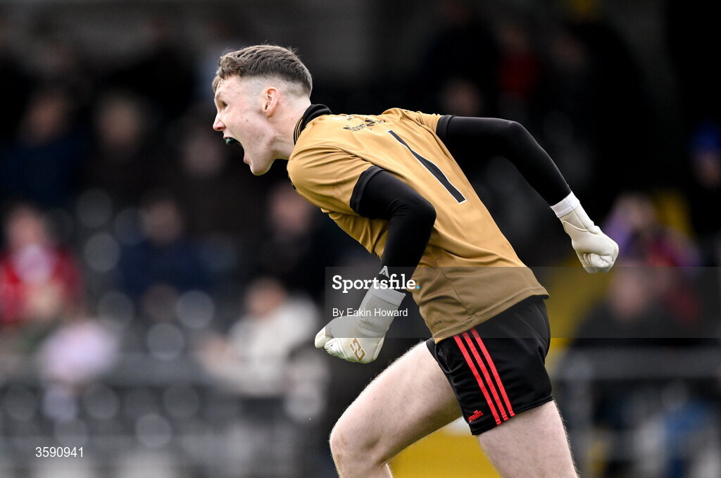 11 October 2026; St Mary's goalkeeper James Cronin celebrates after winning the Sligo County Senior Club Football Championship final match between Shamrock Gaels and St Mary's at Markievicz Park in Sligo. Photo by Eakin Howard/Sportsfile