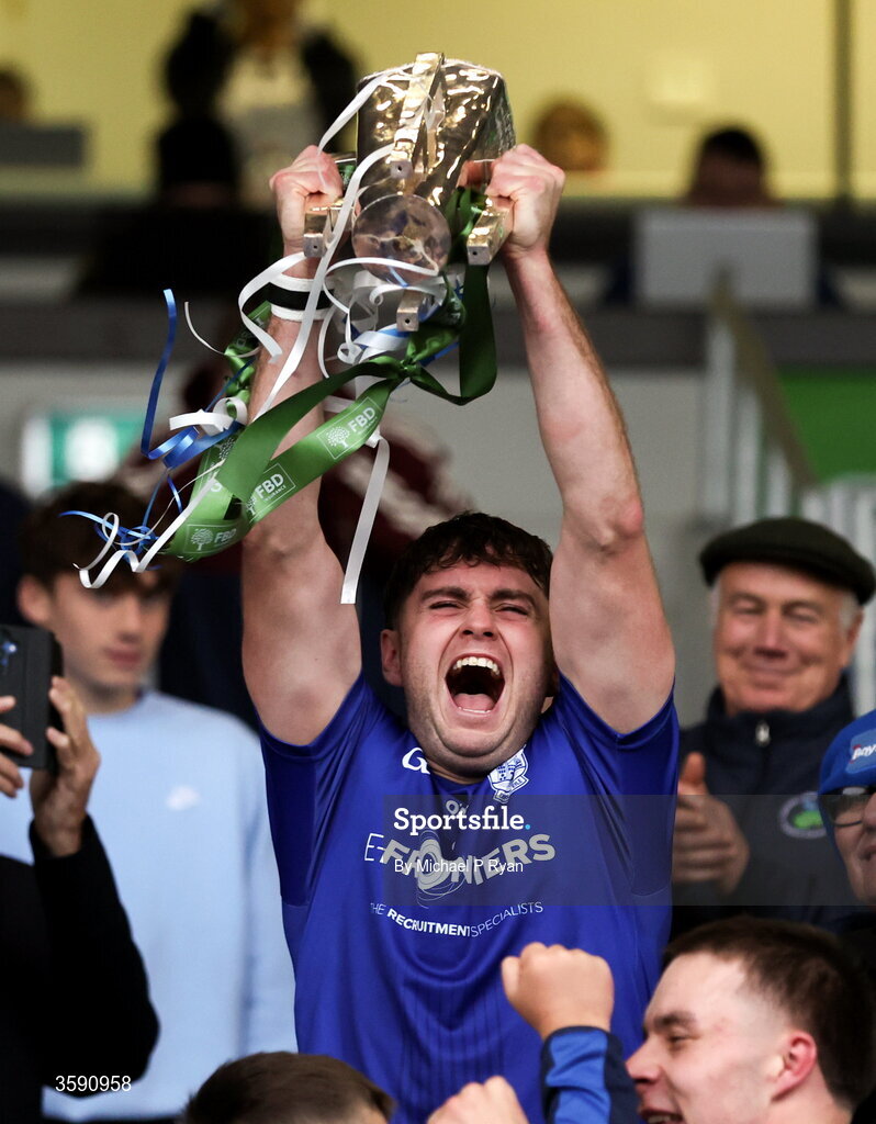 11 October 2026; Thurles Sarsfields captain Conor Stakelum lifts the Dan Breen cup after the Tipperary County Senior Club Hurling Championship final match between Moycarkey-Borris and Thurles Sarsfields at FBD Semple Stadium in Thurles, Tipperary. Photo by Michael P Ryan/Sportsfile