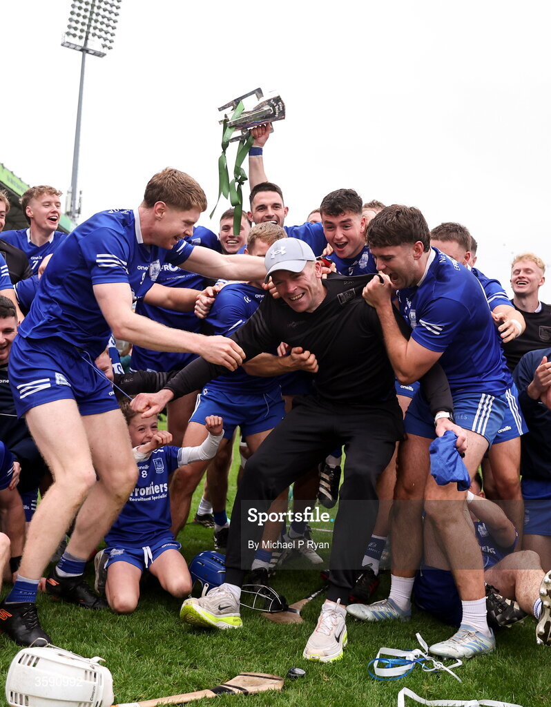 11 October 2026; Thurles Sarsfields players and manager Padraic Maher celebrate with the Dan Breen cup after the Tipperary County Senior Club Hurling Championship final match between Moycarkey-Borris and Thurles Sarsfields at FBD Semple Stadium in Thurles, Tipperary. Photo by Michael P Ryan/Sportsfile