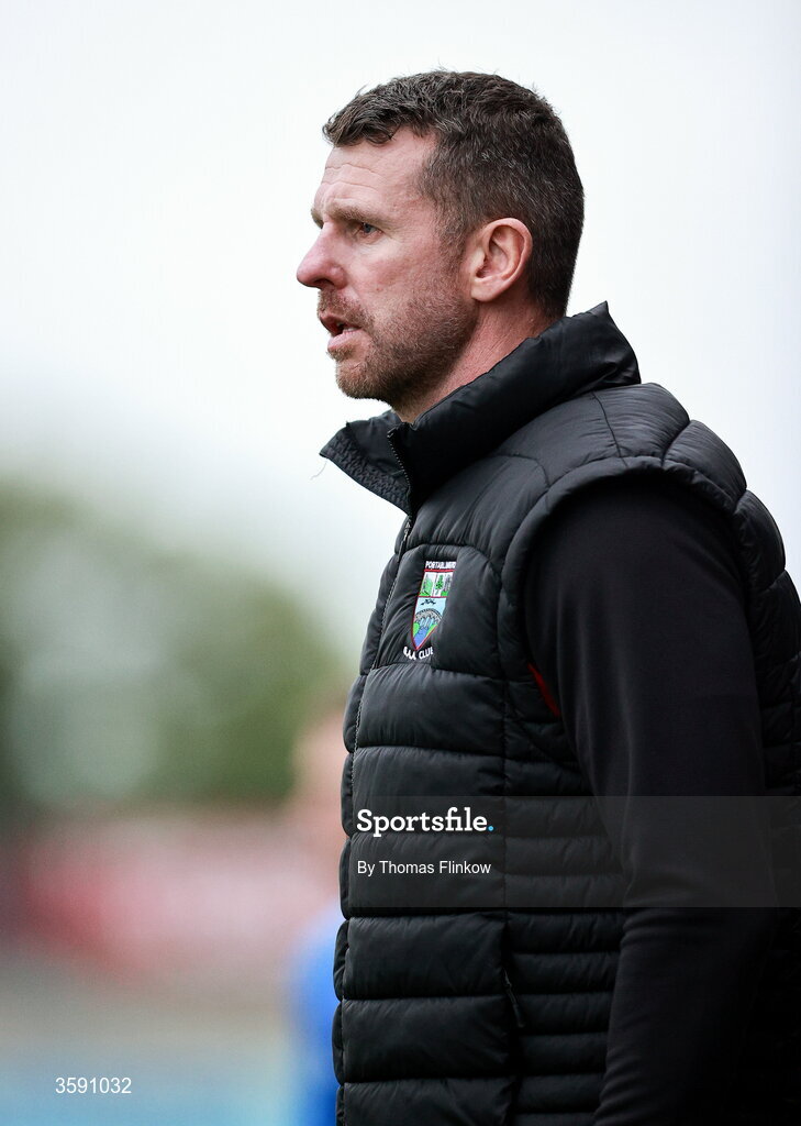11 October 2026; Portarlington manager Ronan Sweeney during the Laois County Senior Club Football Championship final match between Courtwood and Portarlington at Laois Hire O'Moore Park in Portlaoise, Laois. Photo by Thomas Flinkow/Sportsfile