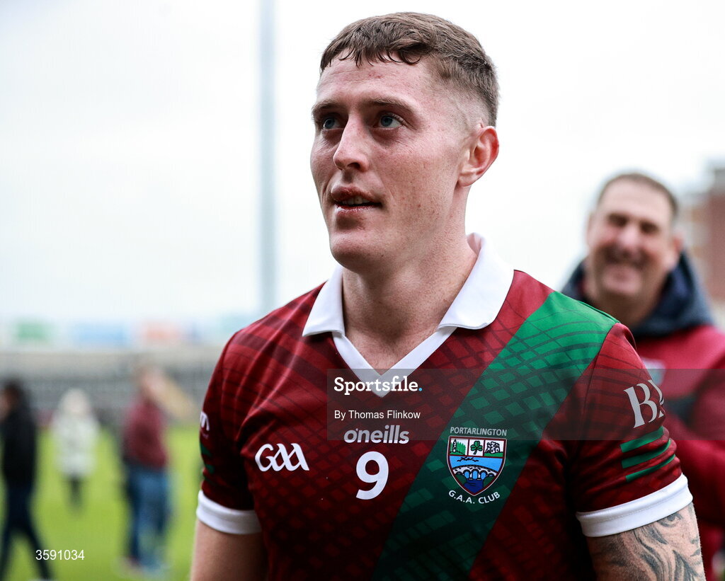 11 October 2026; Sean Byrne of Portarlington after the Laois County Senior Club Football Championship final match between Courtwood and Portarlington at Laois Hire O'Moore Park in Portlaoise, Laois. Photo by Thomas Flinkow/Sportsfile