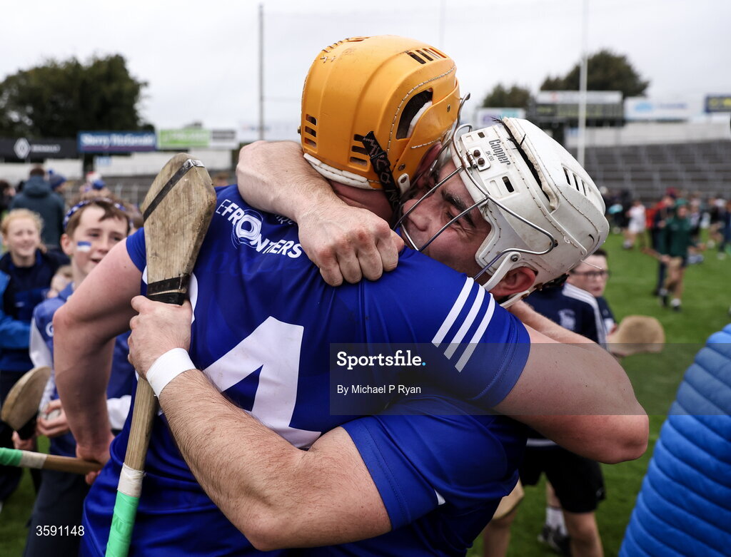 11 October 2026; Thurles Sarsfields players Paddy Creedon, left, and Daniel Rossiter celebrate after the Tipperary County Senior Club Hurling Championship final match between Moycarkey-Borris and Thurles Sarsfields at FBD Semple Stadium in Thurles, Tipperary. Photo by Michael P Ryan/Sportsfile