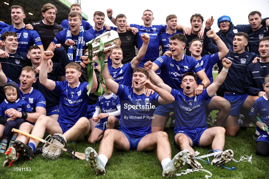11 October 2026; Thurles Sarsfields players celebrate with the Dan Breen cup after the Tipperary County Senior Club Hurling Championship final match between Moycarkey-Borris and Thurles Sarsfields at FBD Semple Stadium in Thurles, Tipperary. Photo by Michael P Ryan/Sportsfile
