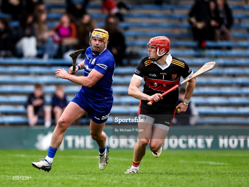 11 October 2026; Moycarkey-Borris goalkeeper Rhys Shelly in action against Ronan Maher of Thurles Sarsfields during the Tipperary County Senior Club Hurling Championship final match between Moycarkey-Borris and Thurles Sarsfields at FBD Semple Stadium in Thurles, Tipperary. Photo by Michael P Ryan/Sportsfile