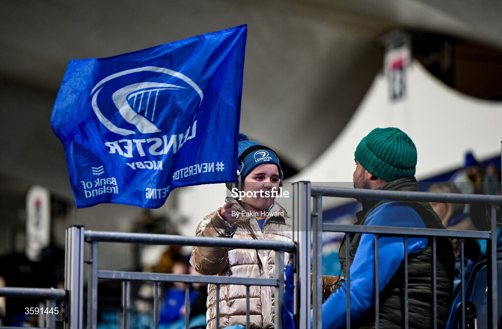 10 October 2026; Supporters sit in the stands before the United Rugby Championship match between Leinster and Cardiff at the Laya Arena in Dublin. Photo by Eakin Howard/Sportsfile