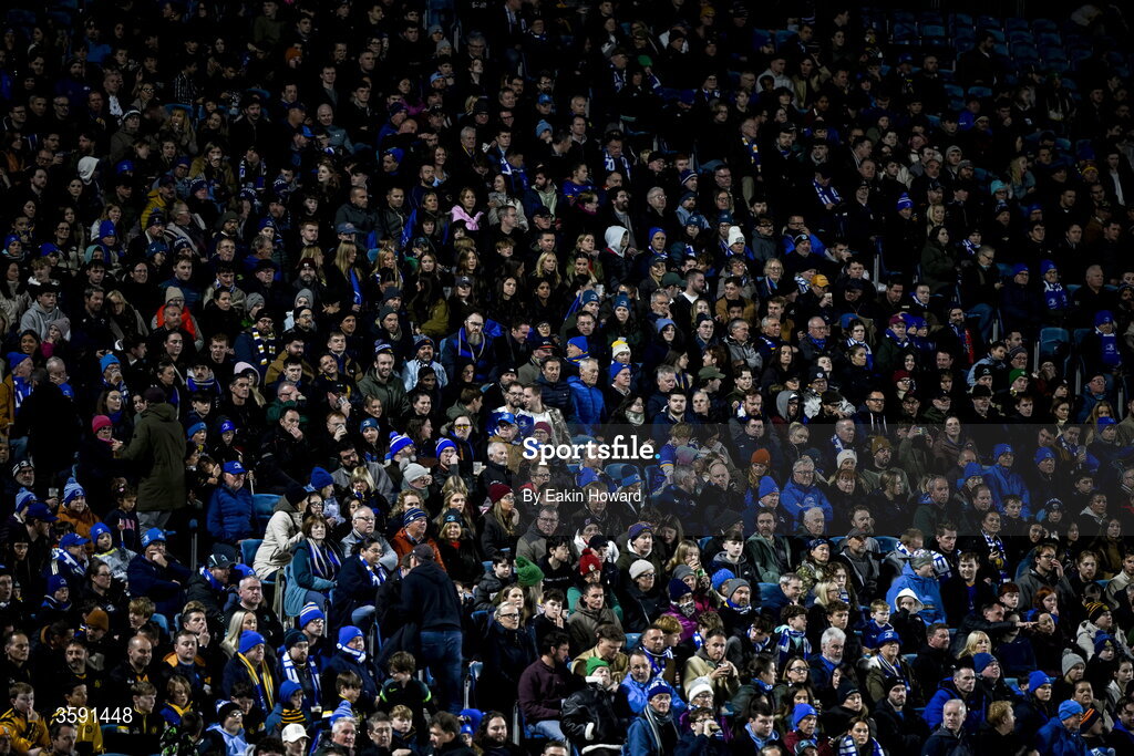 10 October 2026; Supporters watch the action on the pitch during the United Rugby Championship match between Leinster and Cardiff at the Laya Arena in Dublin. Photo by Eakin Howard/Sportsfile