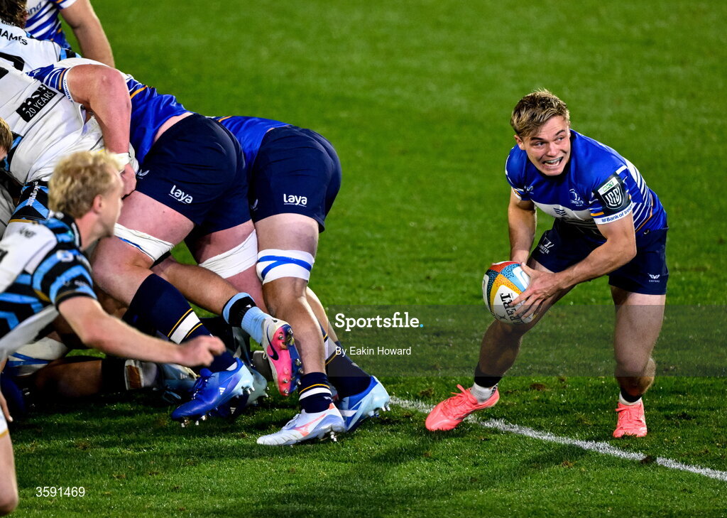 10 October 2026; Fintan Gunne of Leinster in action during the United Rugby Championship match between Leinster and Cardiff at the Laya Arena in Dublin. Photo by Eakin Howard/Sportsfile