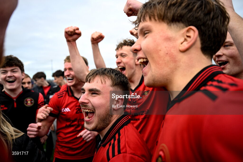 11 October 2026; Clyde Regan of St Mary's celebrates with team-mates after the Sligo County Senior Club Football Championship final match between Shamrock Gaels and St Mary's at Markievicz Park in Sligo. Photo by Eakin Howard/Sportsfile