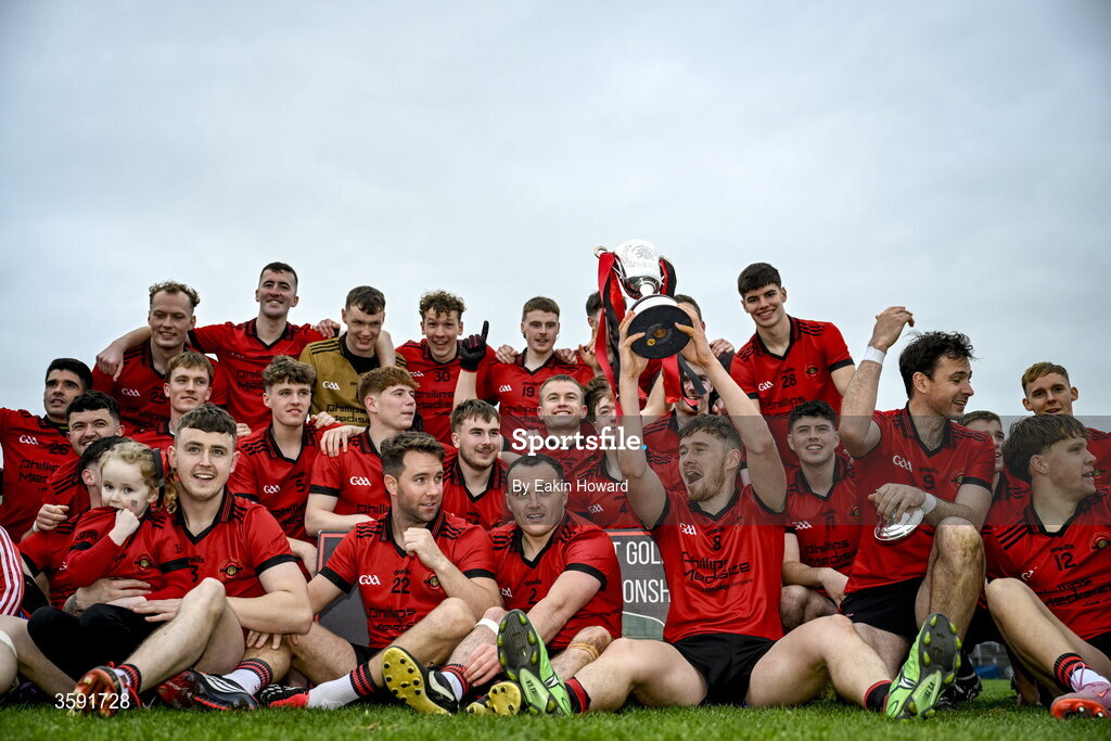 11 October 2026; St Mary's celebrate with the trophy after winning the Sligo County Senior Club Football Championship final match between Shamrock Gaels and St Mary's at Markievicz Park in Sligo. Photo by Eakin Howard/Sportsfile