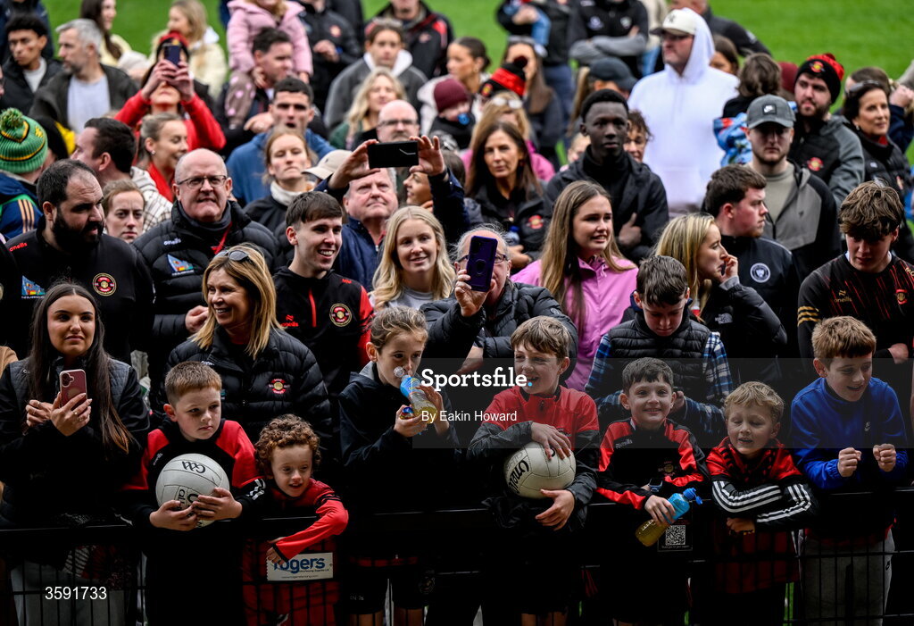 11 October 2026; Supporters stand on the pitch after the Sligo County Senior Club Football Championship final match between Shamrock Gaels and St Mary's at Markievicz Park in Sligo. Photo by Eakin Howard/Sportsfile