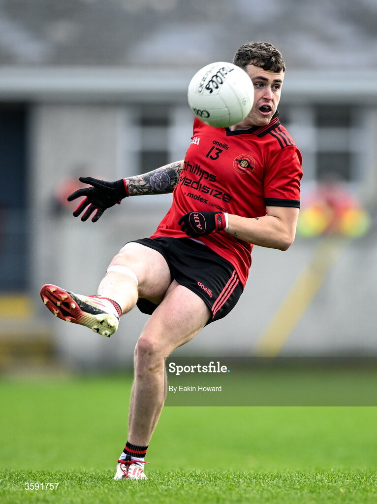 11 October 2026; Kyle Cawley of St Mary's in action during the Sligo County Senior Club Football Championship final match between Shamrock Gaels and St Mary's at Markievicz Park in Sligo. Photo by Eakin Howard/Sportsfile