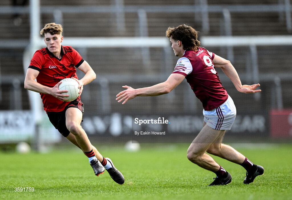 11 October 2026; Patrick Brady of St Mary's in action against George Barlow of Shamrock Gaels during the Sligo County Senior Club Football Championship final match between Shamrock Gaels and St Mary's at Markievicz Park in Sligo. Photo by Eakin Howard/Sportsfile