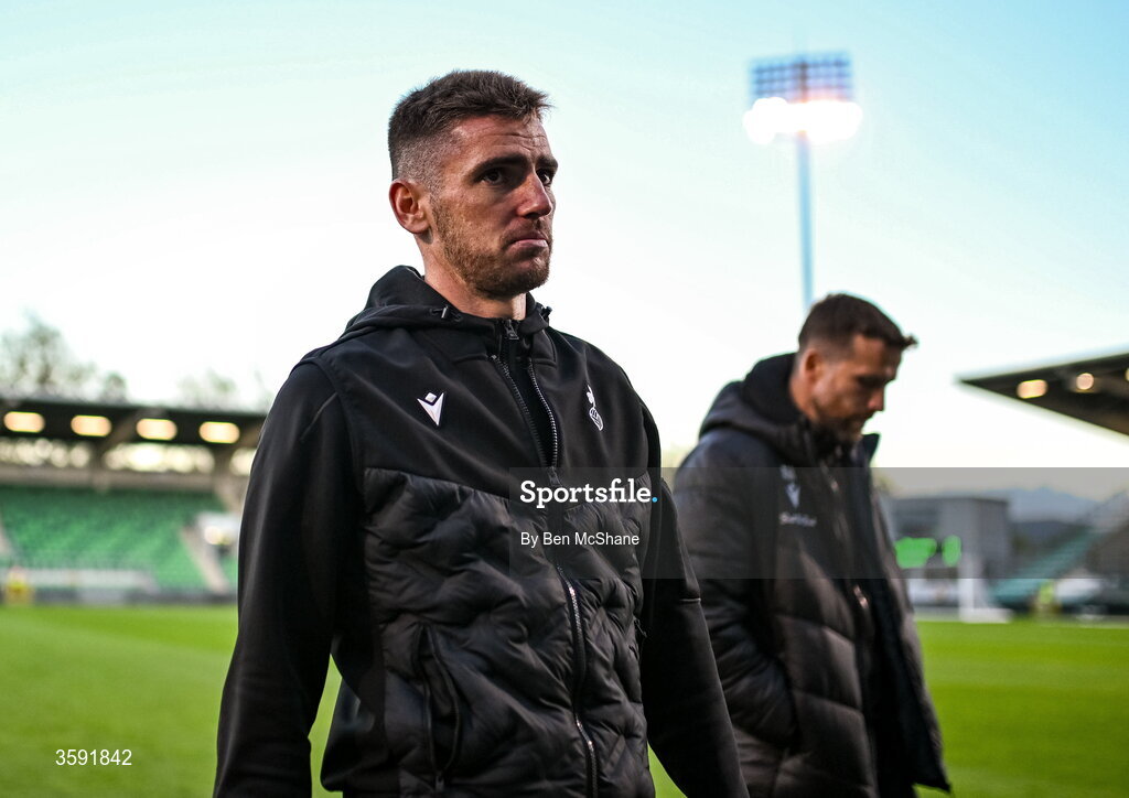 12 October 2026; Dylan Watts of Shamrock Rovers arrives before the SSE Airtricity Men's Premier Division match between Shamrock Rovers and Bohemians at Tallaght Stadium in Dublin. Photo by Ben McShane/Sportsfile