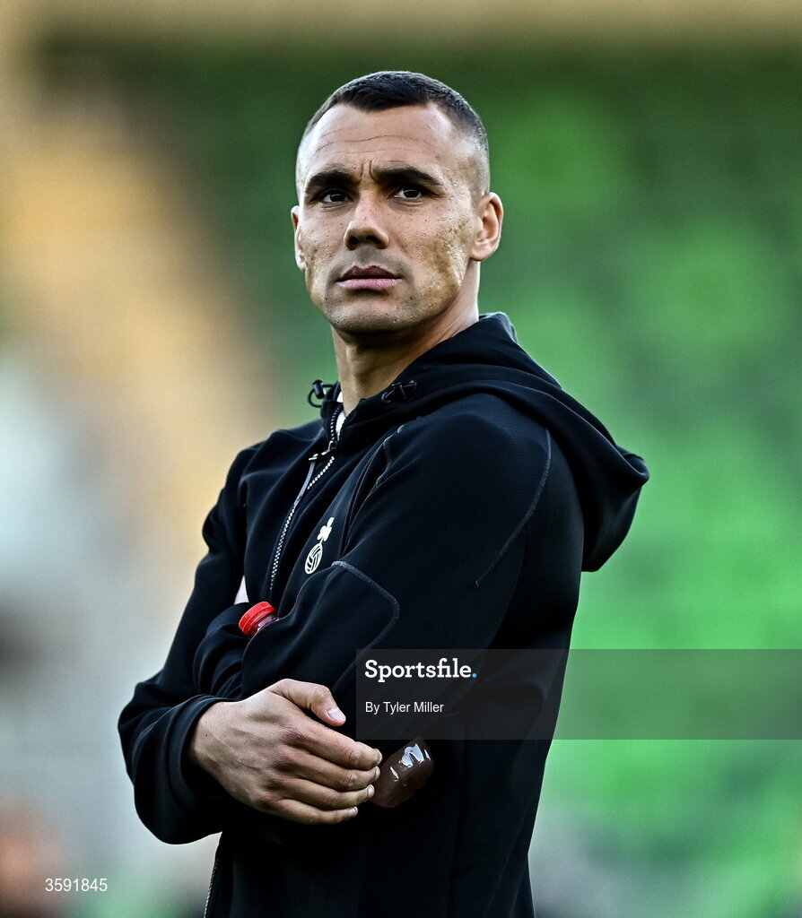 12 October 2026; Graham Burke of Shamrock Rovers before the SSE Airtricity Men's Premier Division match between Shamrock Rovers and Bohemians at Tallaght Stadium in Dublin. Photo by Tyler Miller/Sportsfile