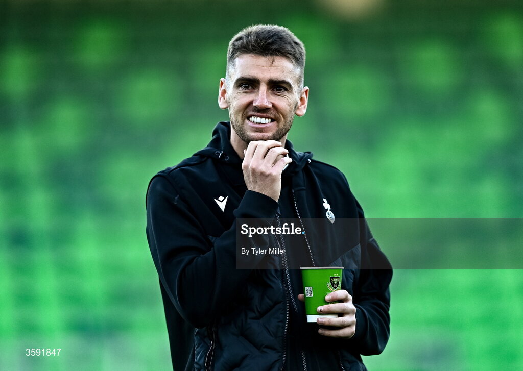 12 October 2026; Dylan Watts of Shamrock Rovers before the SSE Airtricity Men's Premier Division match between Shamrock Rovers and Bohemians at Tallaght Stadium in Dublin. Photo by Tyler Miller/Sportsfile