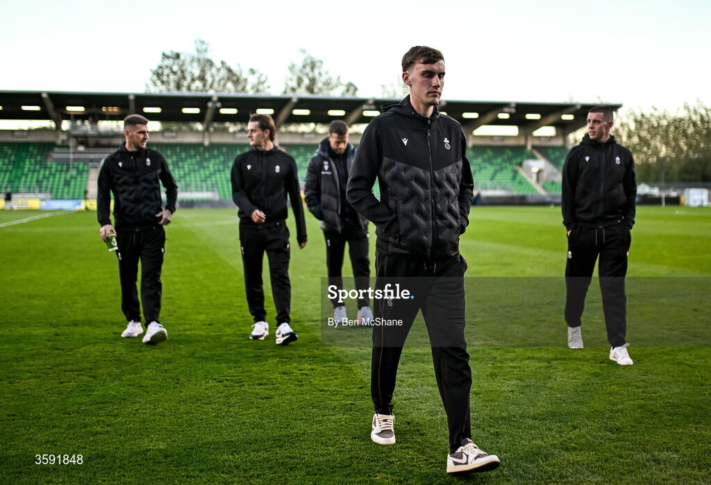 12 October 2026; Shamrock Rovers players including Matt Healy finish their pitch inspection before the SSE Airtricity Men's Premier Division match between Shamrock Rovers and Bohemians at Tallaght Stadium in Dublin. Photo by Ben McShane/Sportsfile