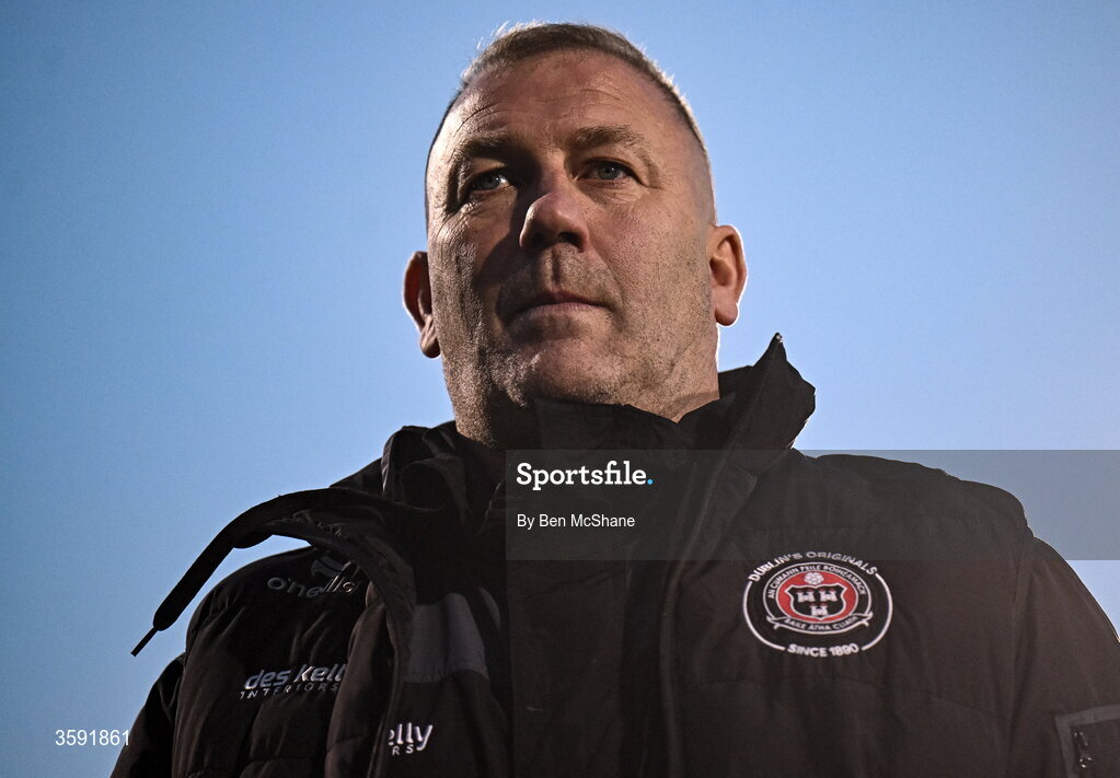 12 October 2026; Bohemians manager Alan Reynolds before the SSE Airtricity Men's Premier Division match between Shamrock Rovers and Bohemians at Tallaght Stadium in Dublin. Photo by Ben McShane/Sportsfile