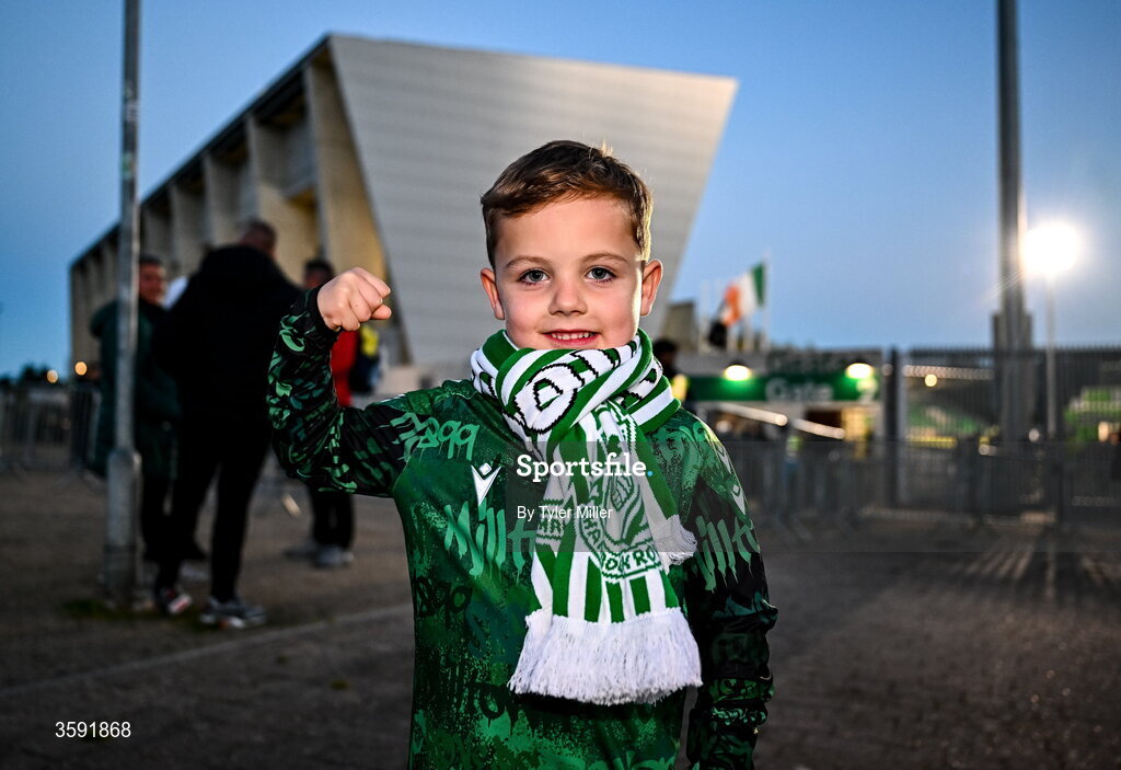 12 October 2026; Shamrock Rovers supporter Archie Feehan before the SSE Airtricity Men's Premier Division match between Shamrock Rovers and Bohemians at Tallaght Stadium in Dublin. Photo by Tyler Miller/Sportsfile