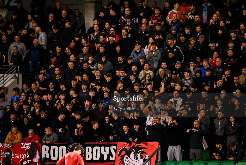 12 October 2026; Bohemians supporters before the SSE Airtricity Men's Premier Division match between Shamrock Rovers and Bohemians at Tallaght Stadium in Dublin. Photo by Tyler Miller/Sportsfile