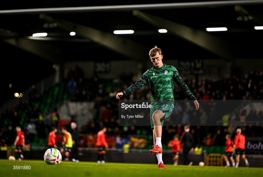 12 October 2026; Michael Noonan of Shamrock Rovers warms up before the SSE Airtricity Men's Premier Division match between Shamrock Rovers and Bohemians at Tallaght Stadium in Dublin. Photo by Tyler Miller/Sportsfile