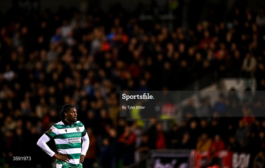 12 October 2026; Tunmise Sobowale of Shamrock Rovers during the SSE Airtricity Men's Premier Division match between Shamrock Rovers and Bohemians at Tallaght Stadium in Dublin. Photo by Tyler Miller/Sportsfile