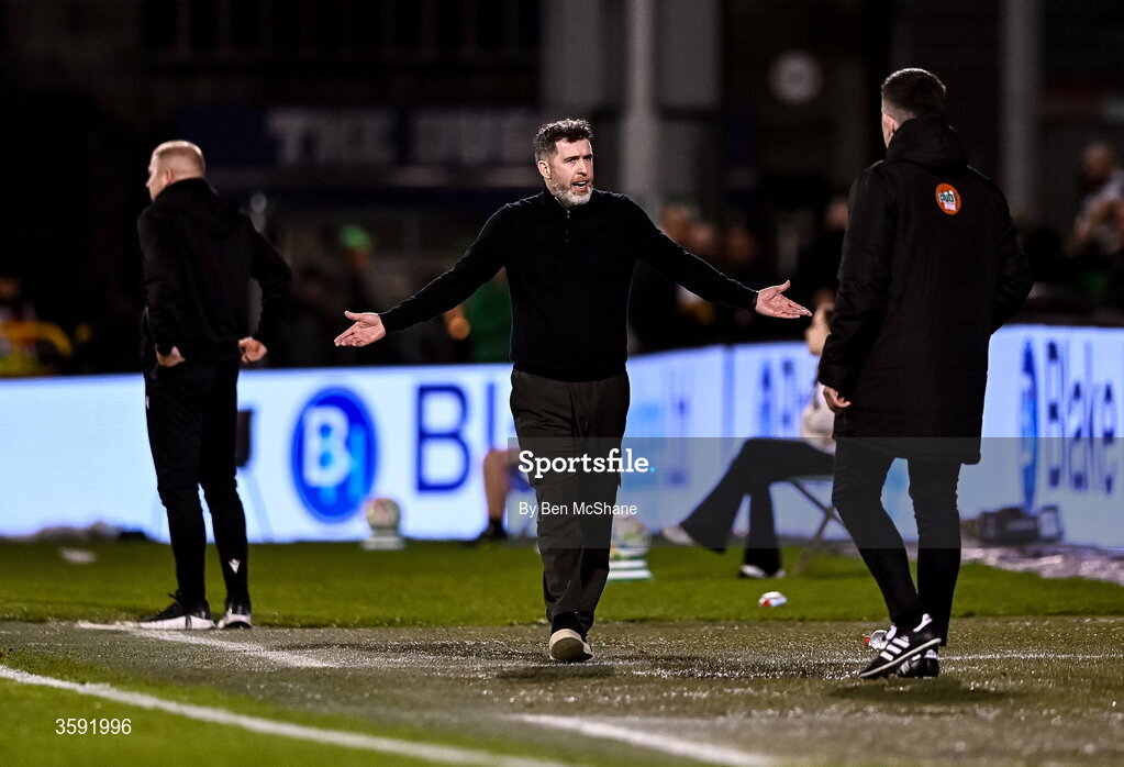 12 October 2026; Shamrock Rovers manager Stephen Bradley appeals to the fourth official during the SSE Airtricity Men's Premier Division match between Shamrock Rovers and Bohemians at Tallaght Stadium in Dublin. Photo by Ben McShane/Sportsfile