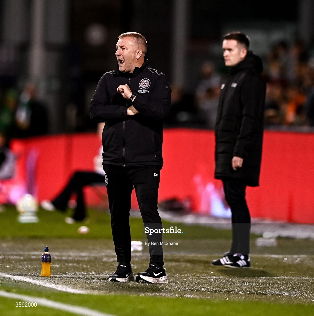 12 October 2026; Bohemians manager Alan Reynolds during the SSE Airtricity Men's Premier Division match between Shamrock Rovers and Bohemians at Tallaght Stadium in Dublin. Photo by Ben McShane/Sportsfile