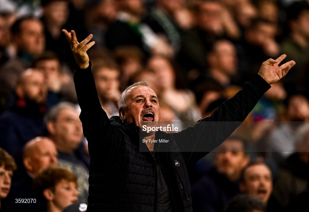12 October 2026; A Shamrock Rovers supporter during the SSE Airtricity Men's Premier Division match between Shamrock Rovers and Bohemians at Tallaght Stadium in Dublin. Photo by Tyler Miller/Sportsfile