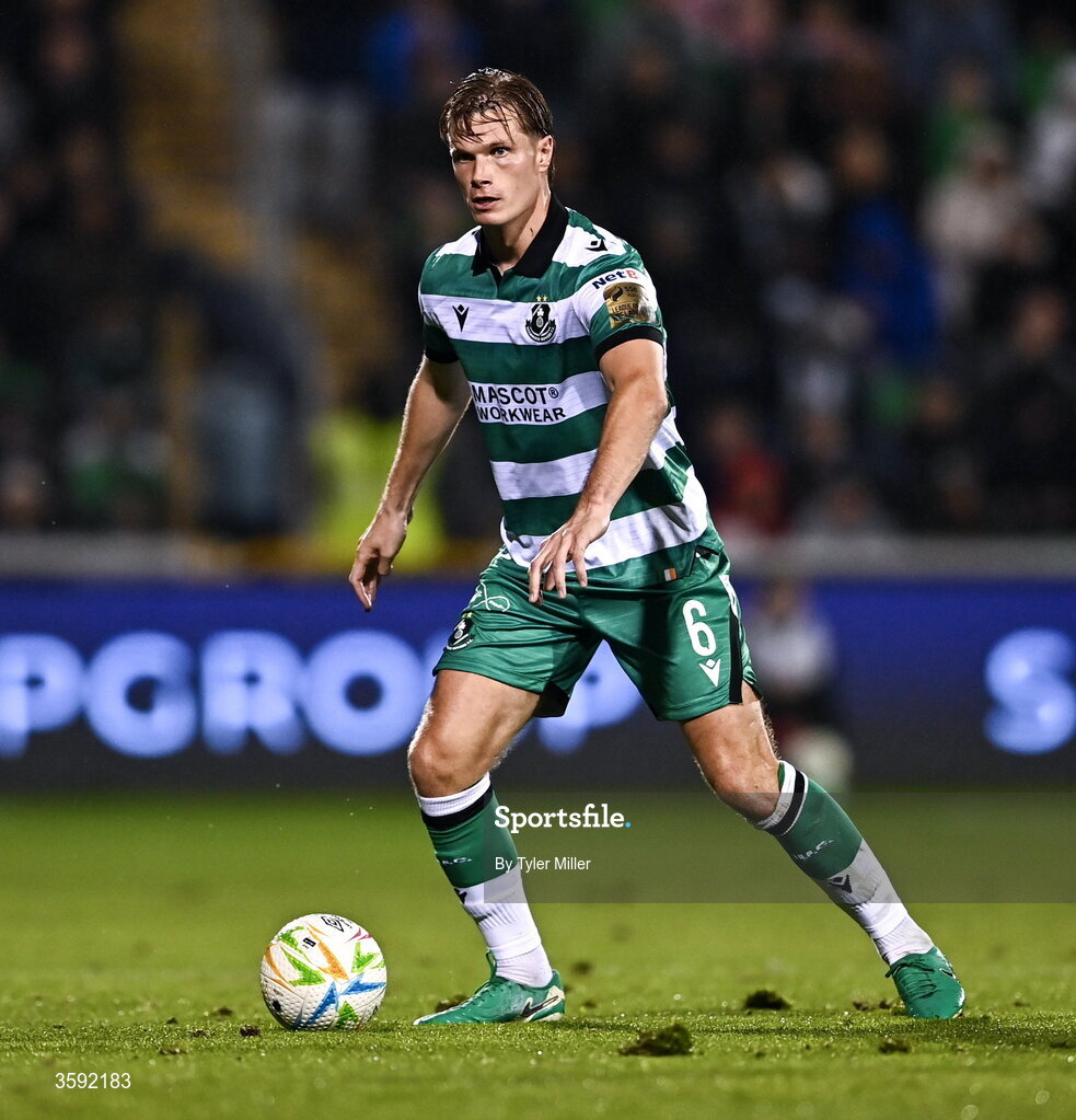 12 October 2026; Daniel Cleary of Shamrock Rovers during the SSE Airtricity Men's Premier Division match between Shamrock Rovers and Bohemians at Tallaght Stadium in Dublin. Photo by Tyler Miller/Sportsfile