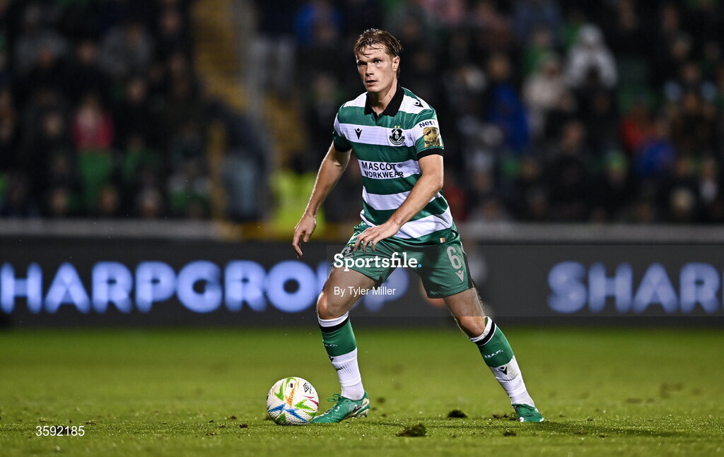 12 October 2026; Daniel Cleary of Shamrock Rovers during the SSE Airtricity Men's Premier Division match between Shamrock Rovers and Bohemians at Tallaght Stadium in Dublin. Photo by Tyler Miller/Sportsfile