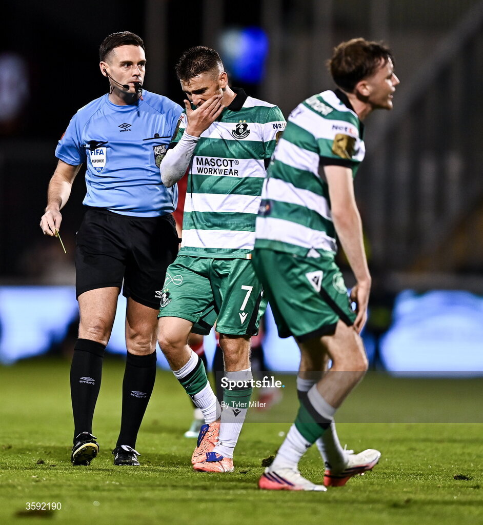 12 October 2026; Referee Rob Hennessy during the SSE Airtricity Men's Premier Division match between Shamrock Rovers and Bohemians at Tallaght Stadium in Dublin. Photo by Tyler Miller/Sportsfile
