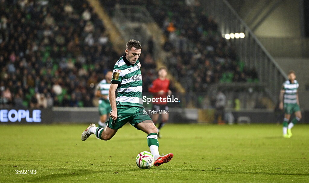 12 October 2026; Jack Byrne of Shamrock Rovers during the SSE Airtricity Men's Premier Division match between Shamrock Rovers and Bohemians at Tallaght Stadium in Dublin. Photo by Tyler Miller/Sportsfile