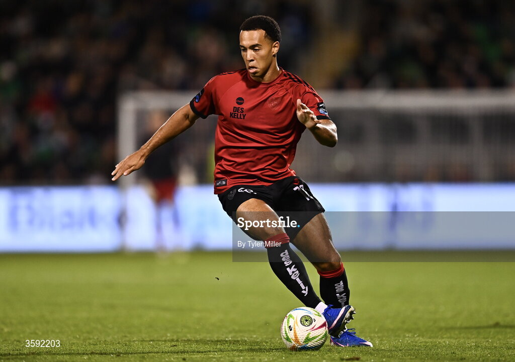 12 October 2026; Douglas James-Taylor of Bohemians during the SSE Airtricity Men's Premier Division match between Shamrock Rovers and Bohemians at Tallaght Stadium in Dublin. Photo by Tyler Miller/Sportsfile