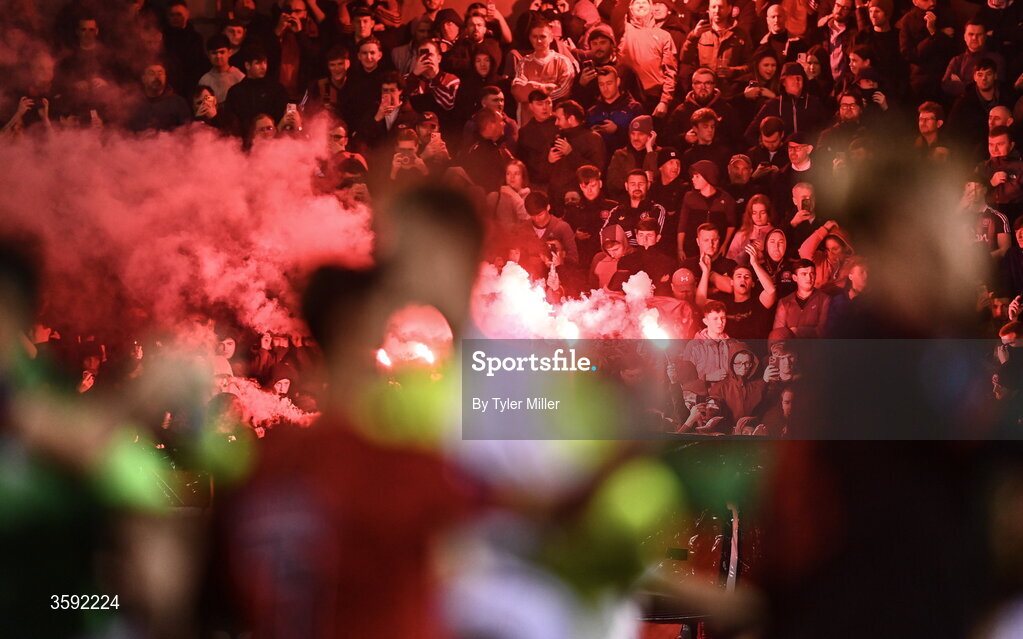 12 October 2026; Bohemians supporters before the SSE Airtricity Men's Premier Division match between Shamrock Rovers and Bohemians at Tallaght Stadium in Dublin. Photo by Tyler Miller/Sportsfile