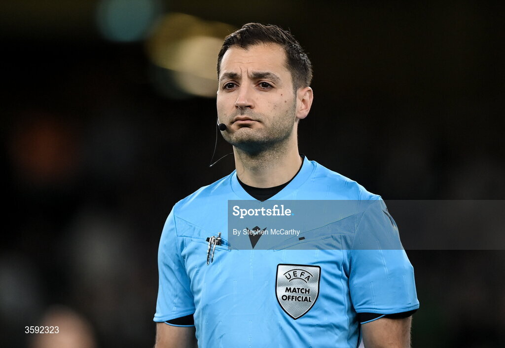 1 October 2026; Assistant referee Murat Kücükerbir before the UEFA Nations League B match between the Republic of Ireland and Austria at the Aviva Stadium in Dublin. Photo by Stephen McCarthy/Sportsfile